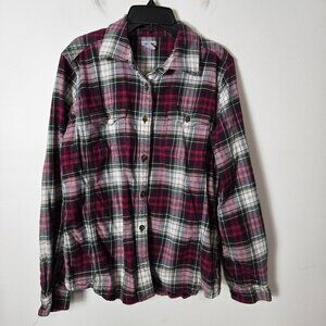 Carhartt Women's Size L Hamilton Medium Weight Flannel Button-Up Shirt Pink